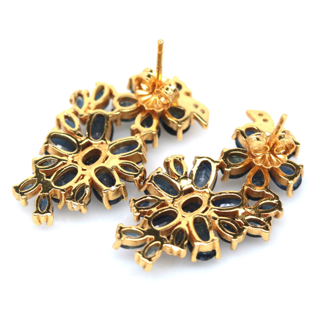 Handmade Ceylon Sapphires Earrings in 18k Gold Vermeil over Sterling silver