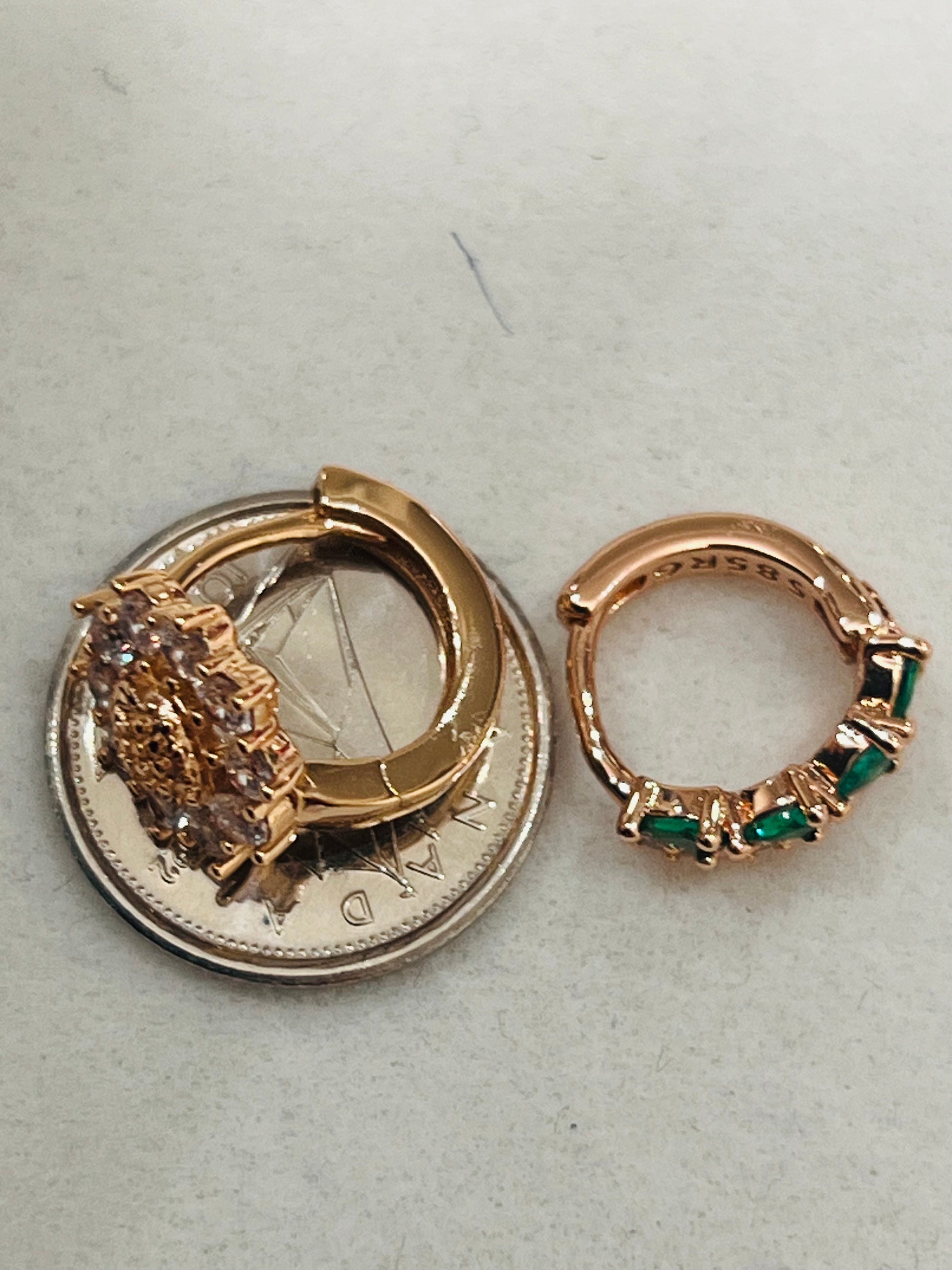 14k Rolled Gold Rose-gold tone earrings Huggie set