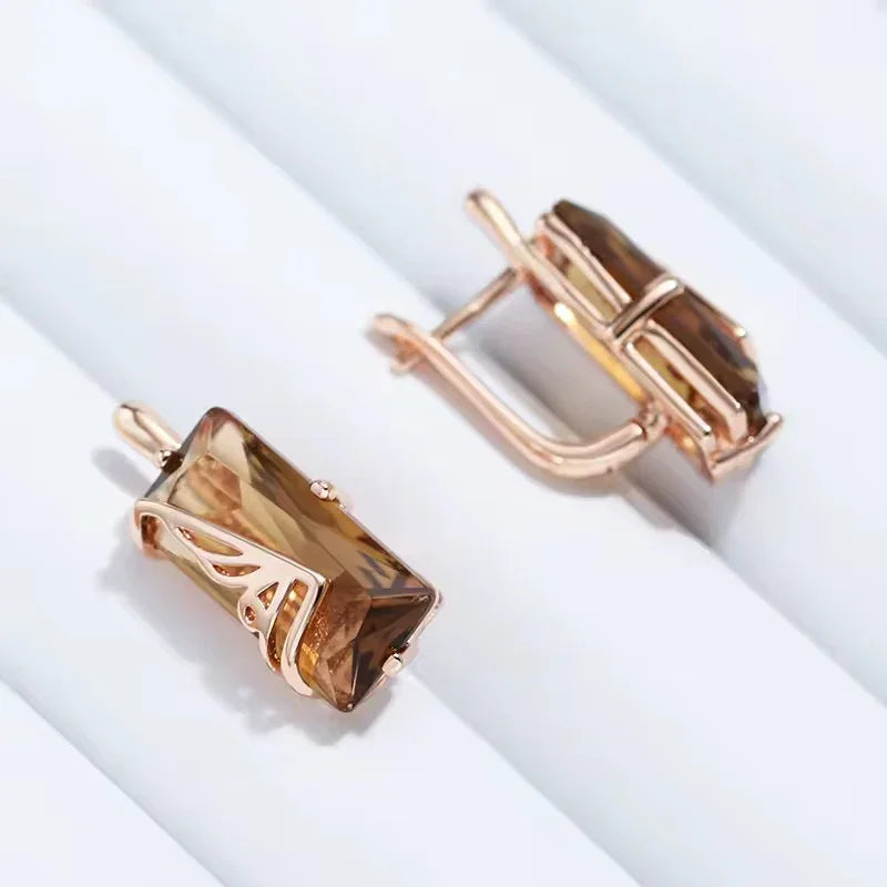 14K Rolled Gold  Citrine Earrings- Minimalistic Design