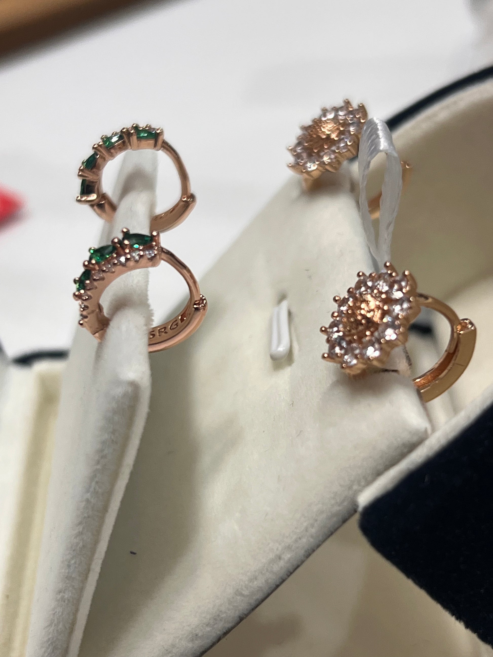14k Rolled Gold Rose-gold tone earrings Huggie set