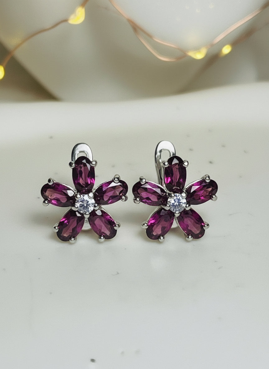 Handmade Natural Rhodolite Garnet earrings- wedding Collection
