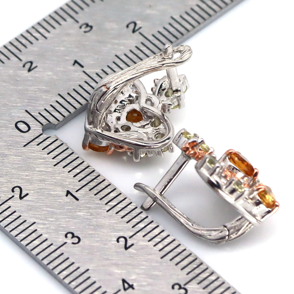 Heart Love Drop Genuine Citrine and Sapphires earrings