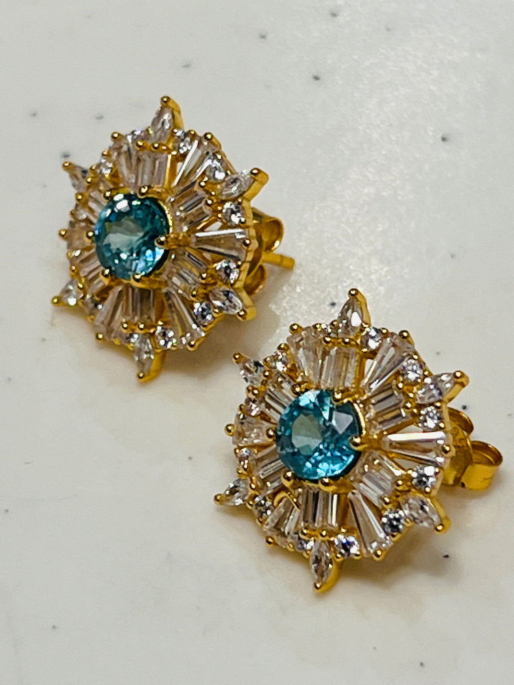 Handmade Blue Apatite and White Sapphires Earrings