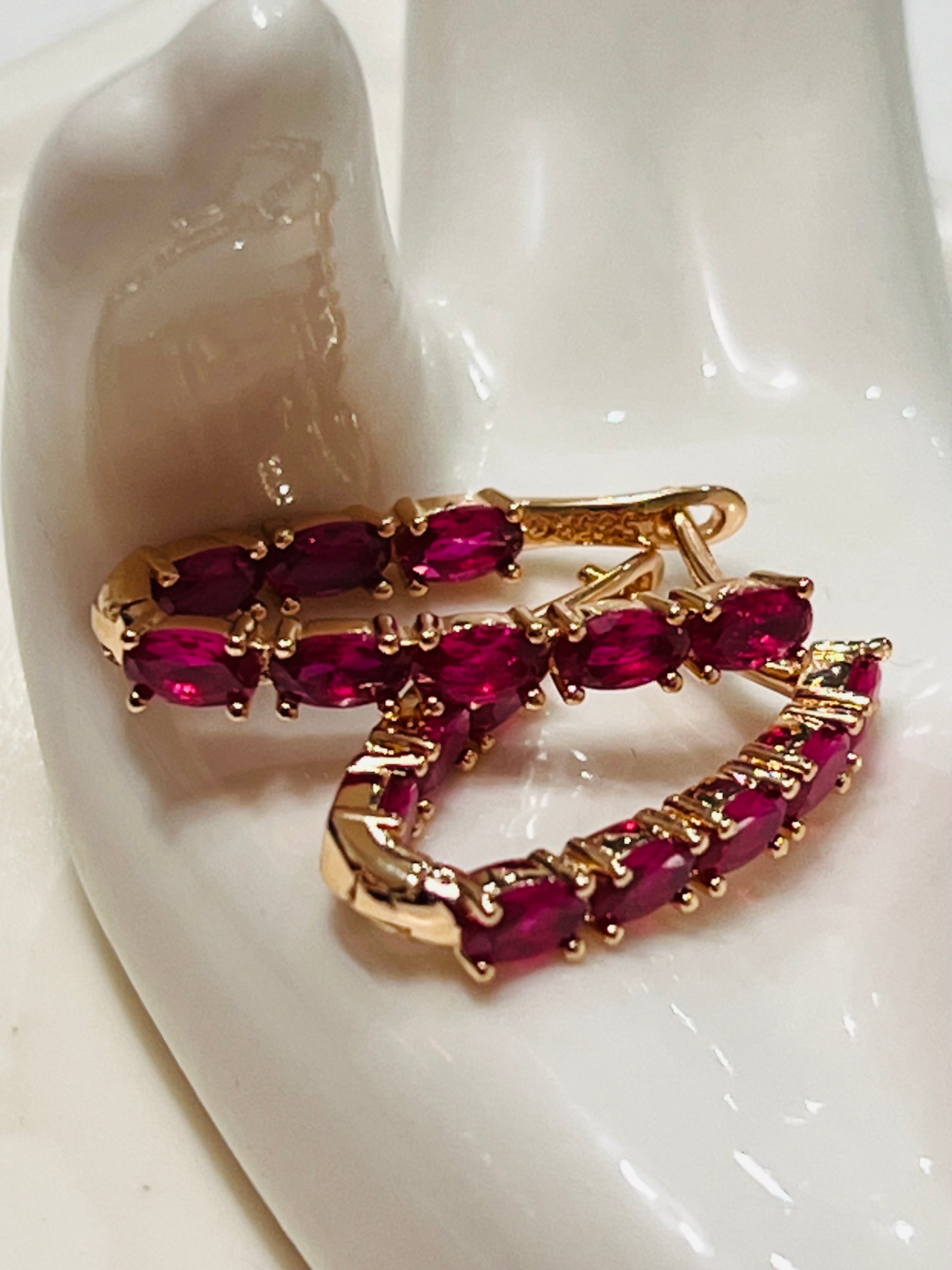 14k Gold Filled Shocking Pink V Hoop Earrings