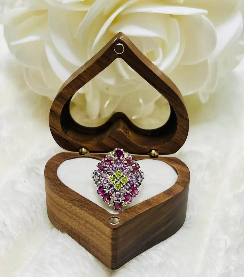 Handmade Rhodolite Garnet, Pink Mystic Topaz, peridot Set