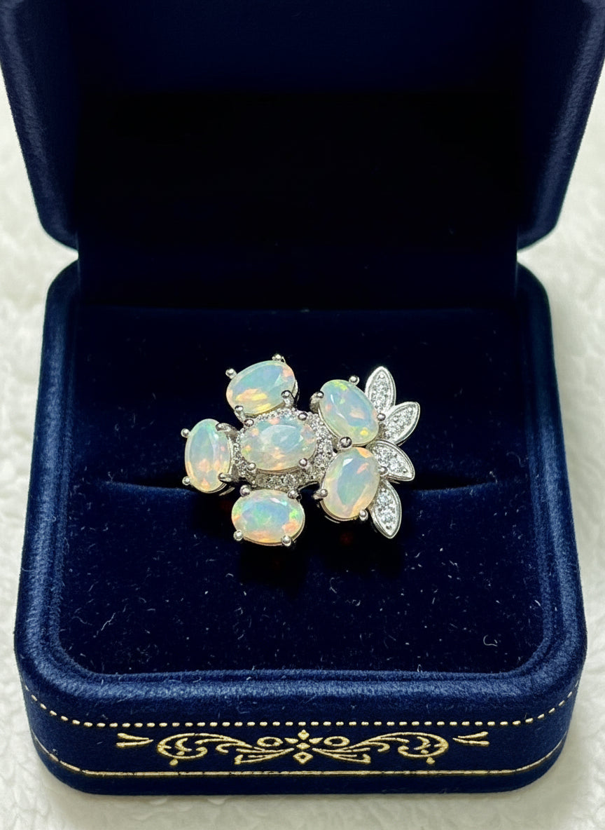 Handmade Fire Opal Ring In 14k gold vermeil over Sterling Silver