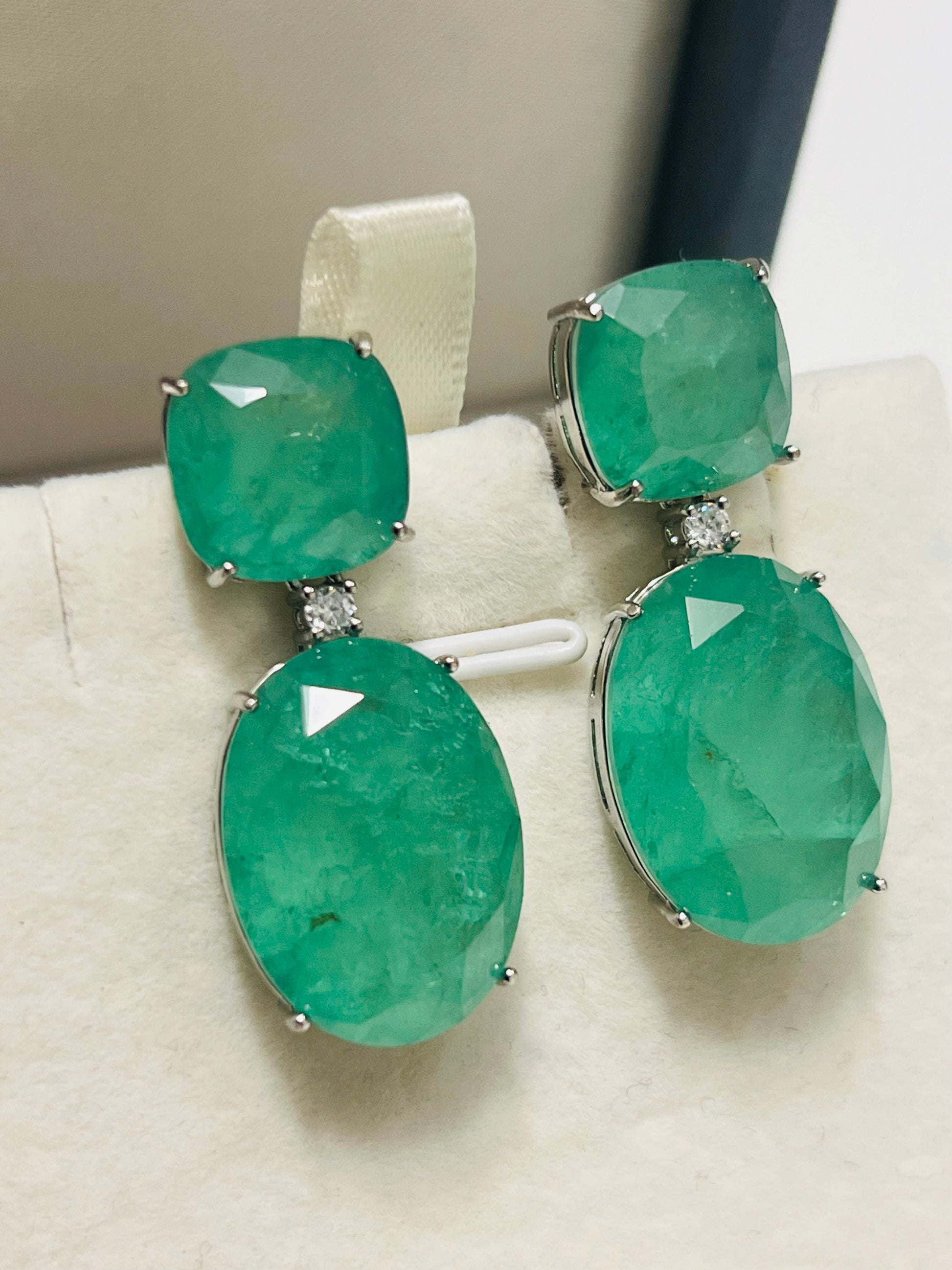 Lab Created Emerald Chunky Earrings