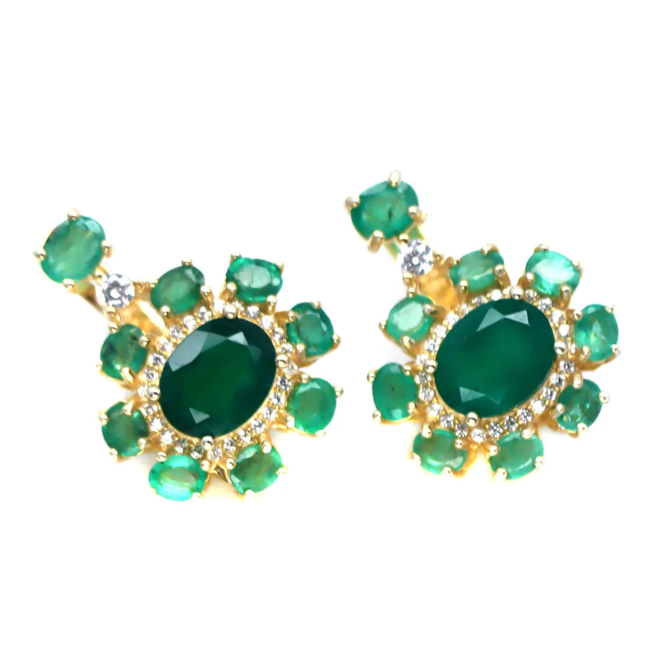 Natural Emerald Jewelry Set in 18K Gold Vermeil