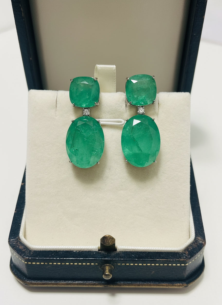 Lab Created Emerald Chunky Earrings