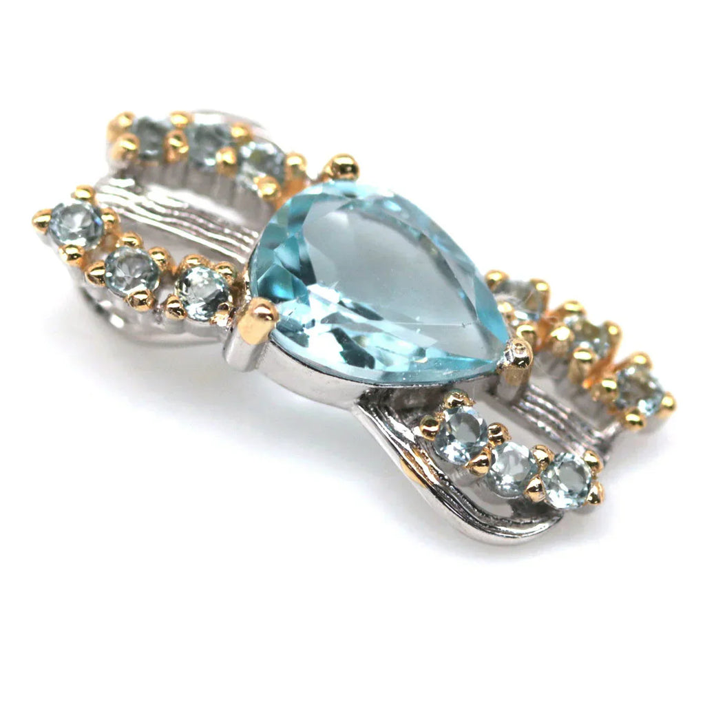 Handmade Two-Toned Sky Blue Topaz Jewelry Set – Sterling Silver with Yellow & White Gold Vermeil
