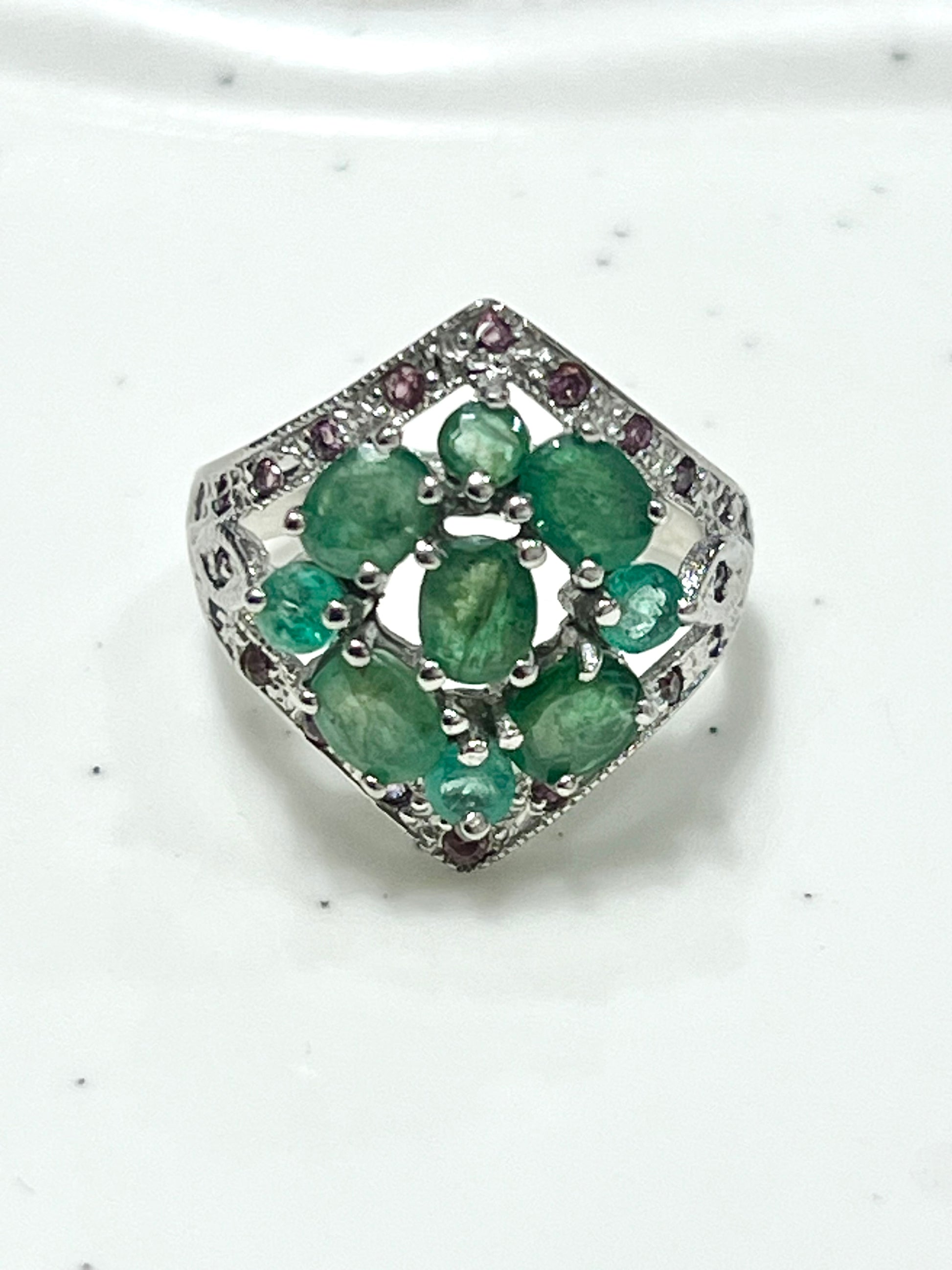 Handmade Art Deco Genuine Emerald Ring