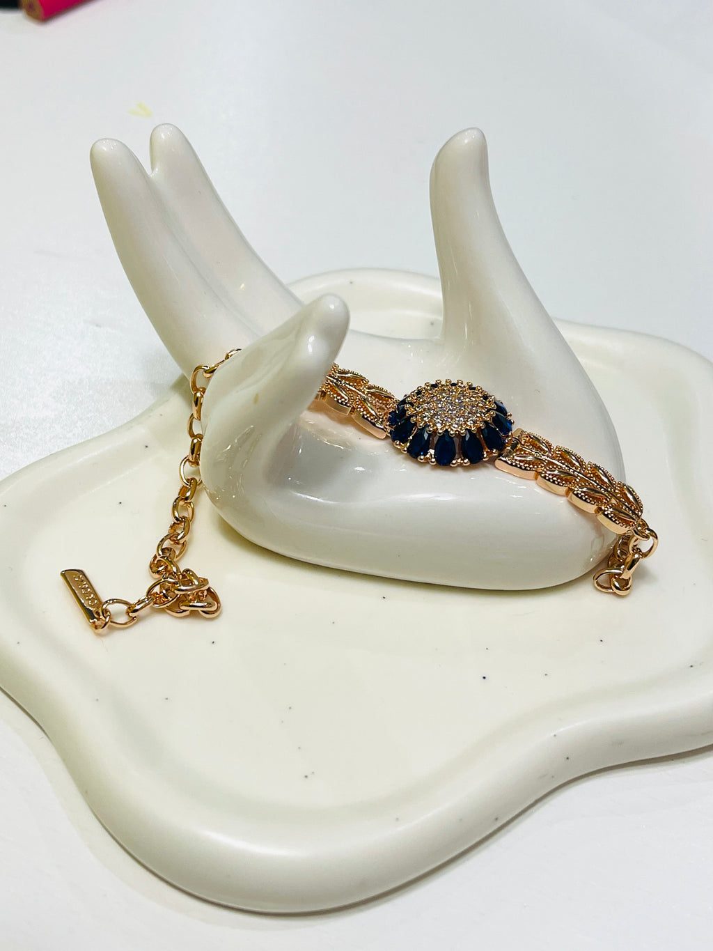 Sapphire Bloom Filigree Bracelet — 14K Rose Gold Filled