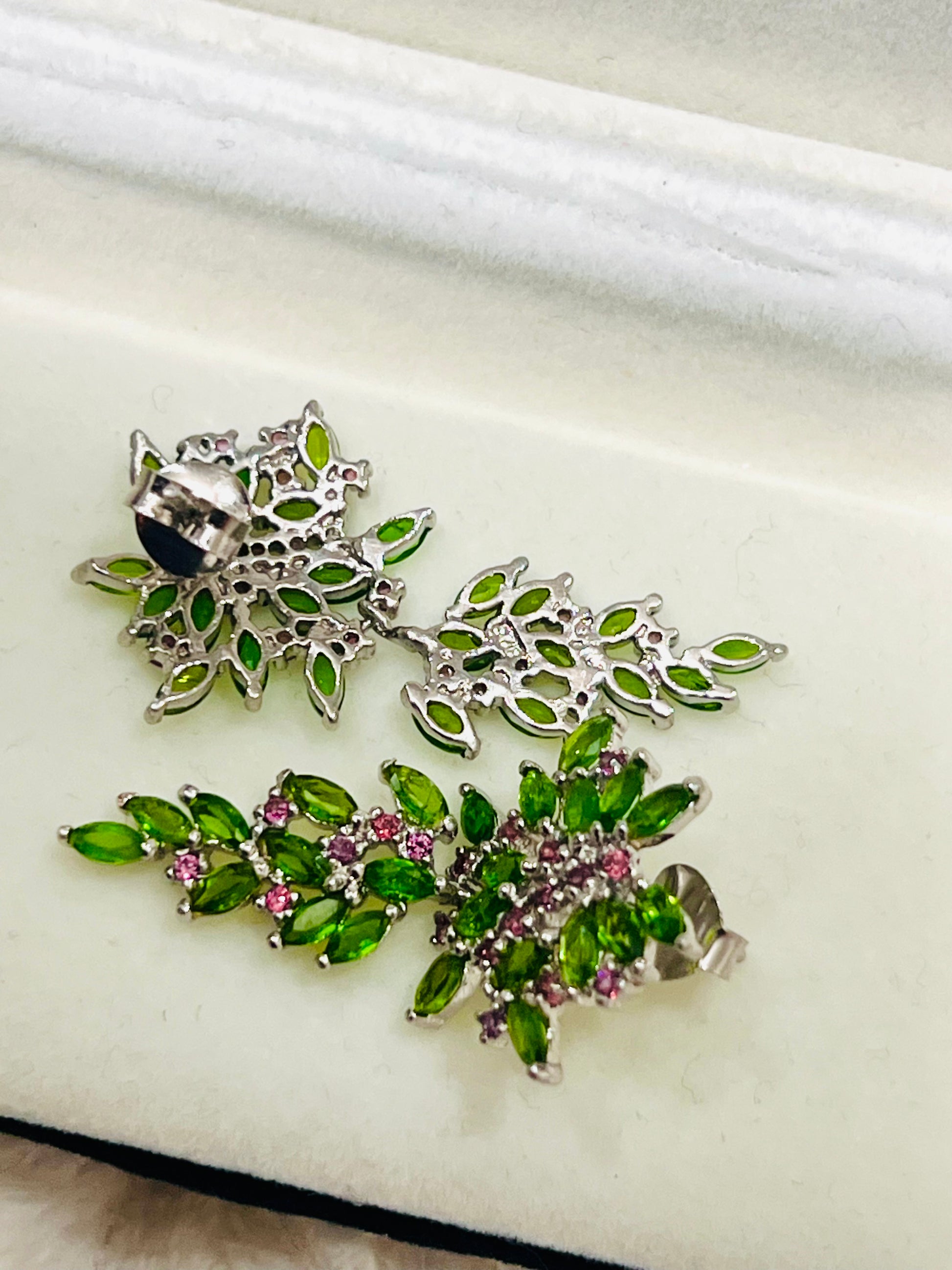 Handmade Lush Forest Earrings with Natural Diopside Accents