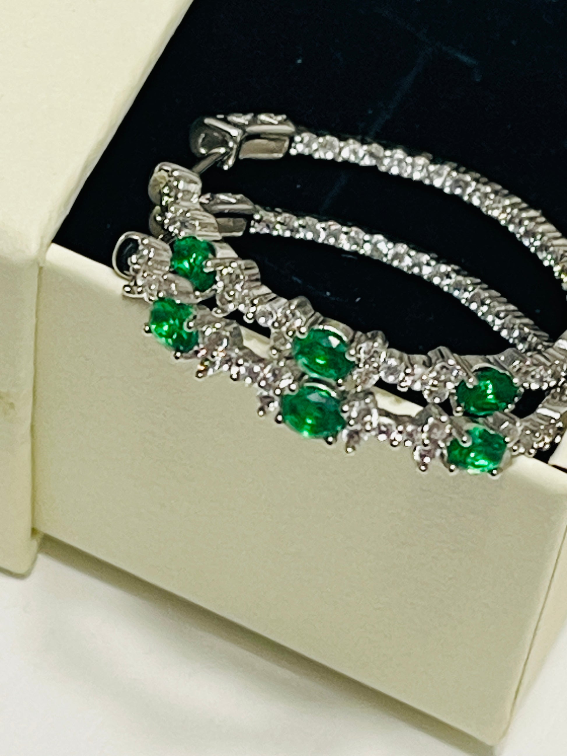 Elegant Eva & Elie Emerald Hoop Earrings