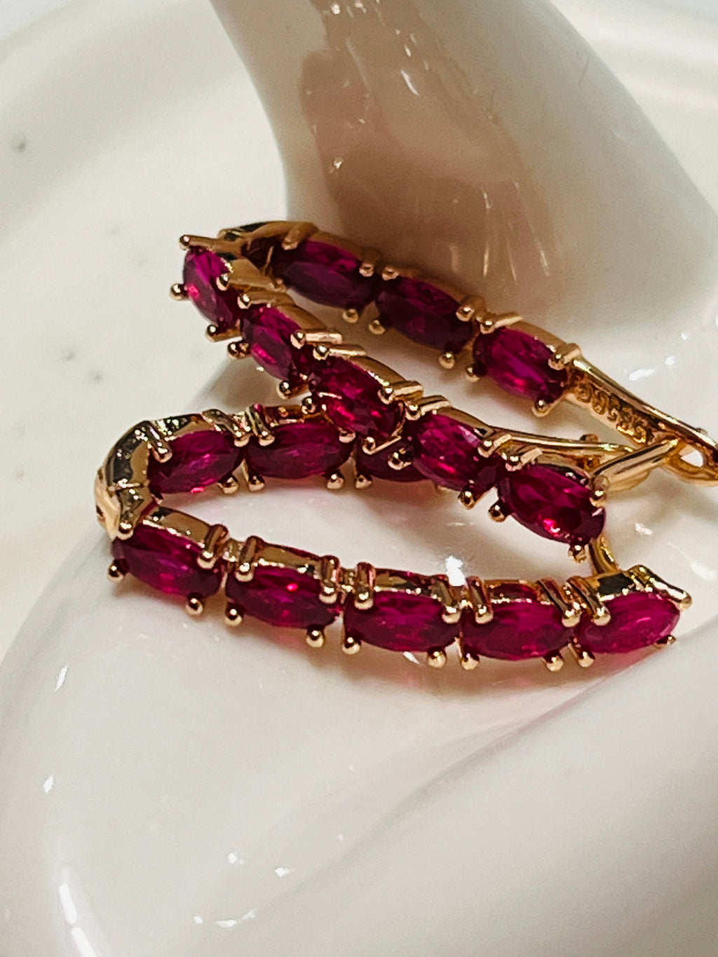 14k Gold Filled Shocking Pink V Hoop Earrings