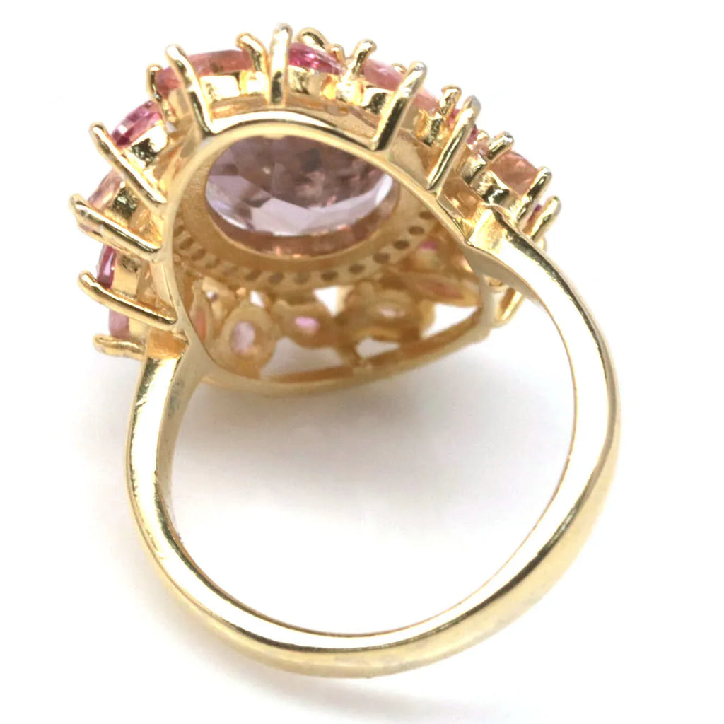 Natural Pink Amethyst & Multi-Gem Ring in 18K Gold Vermeil – 31.43 Carats