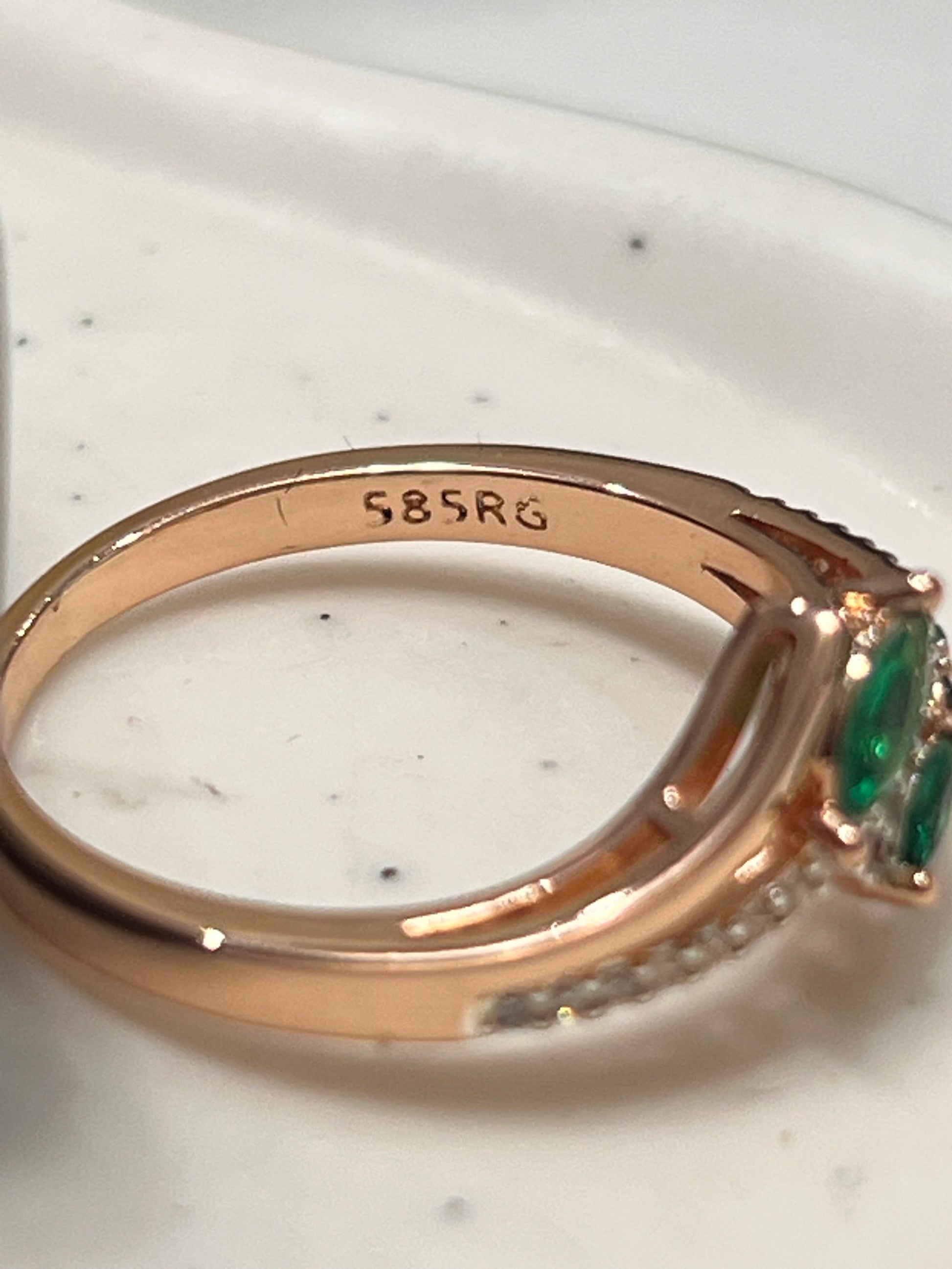 14K Rolled Gold two tone emerald ring (stacking idea)