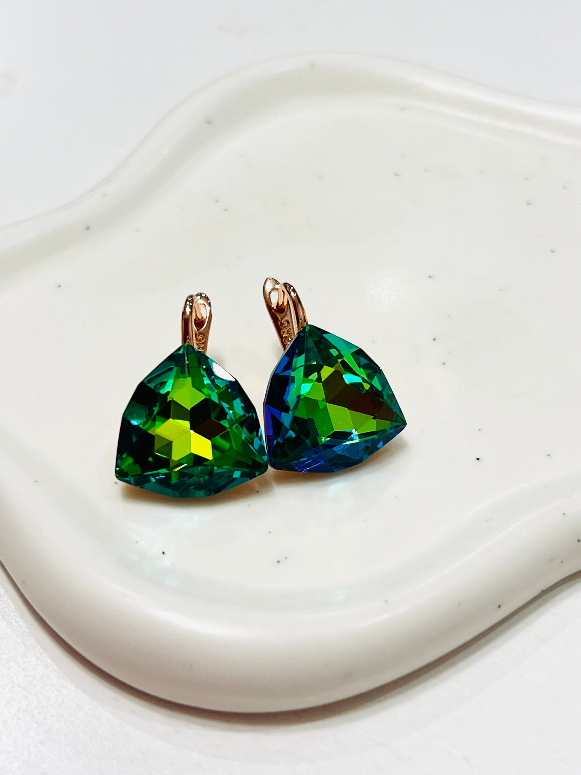 14k rose Gold-filled Trillion-Cut earrings