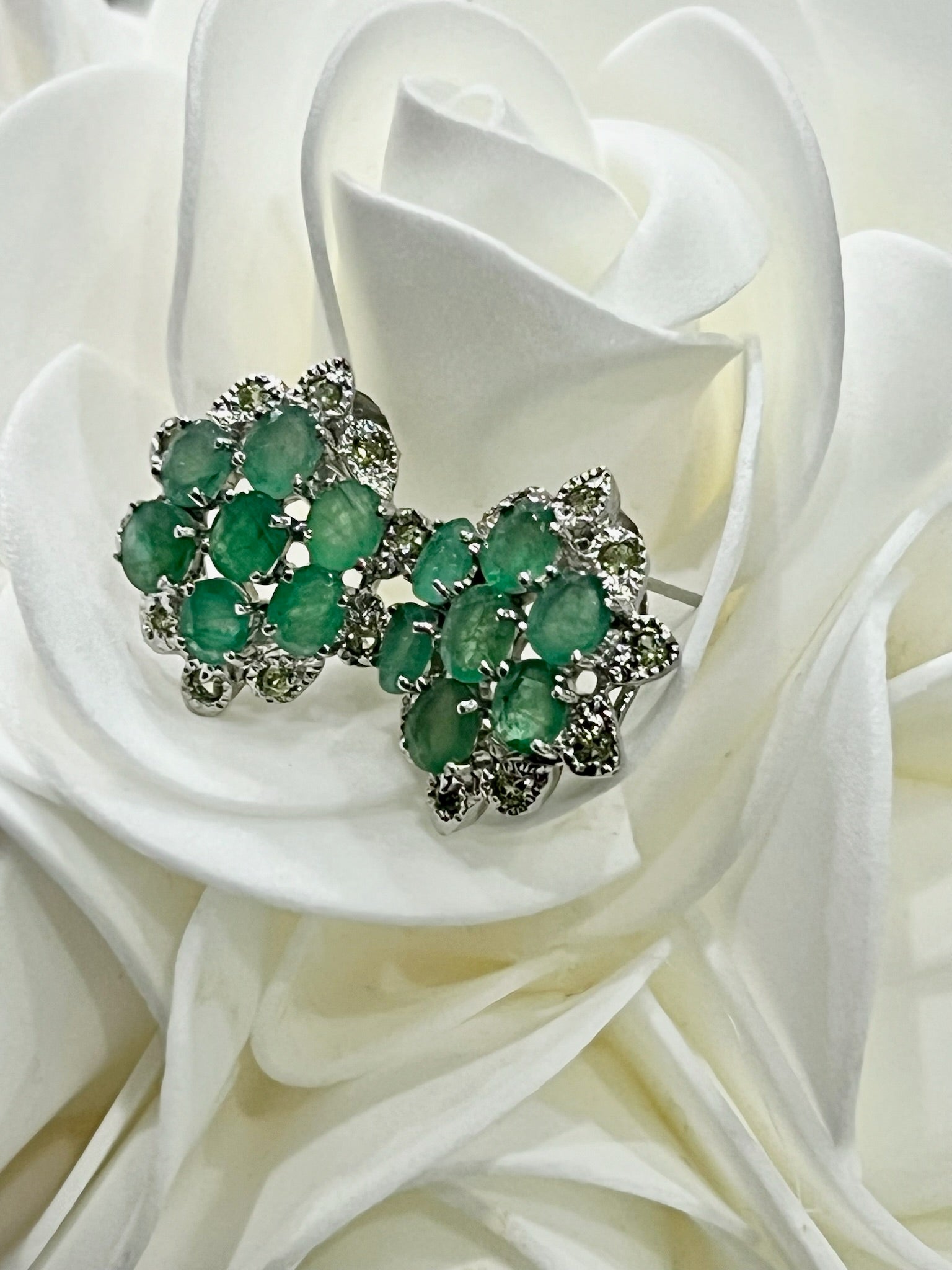 Handmade Sterling Silver Earrings with Natural Emerald & Peridot