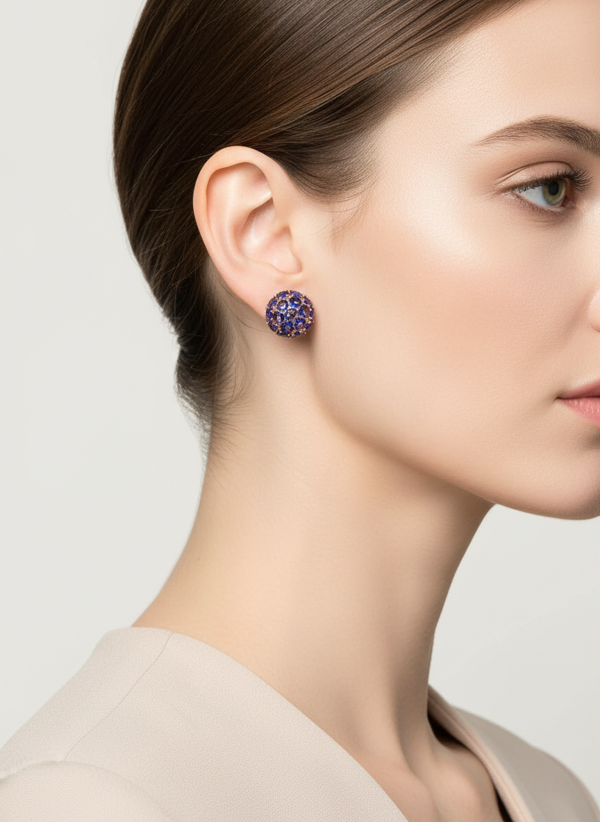 14k Rolled Gold Dome Earrings –Amethyst