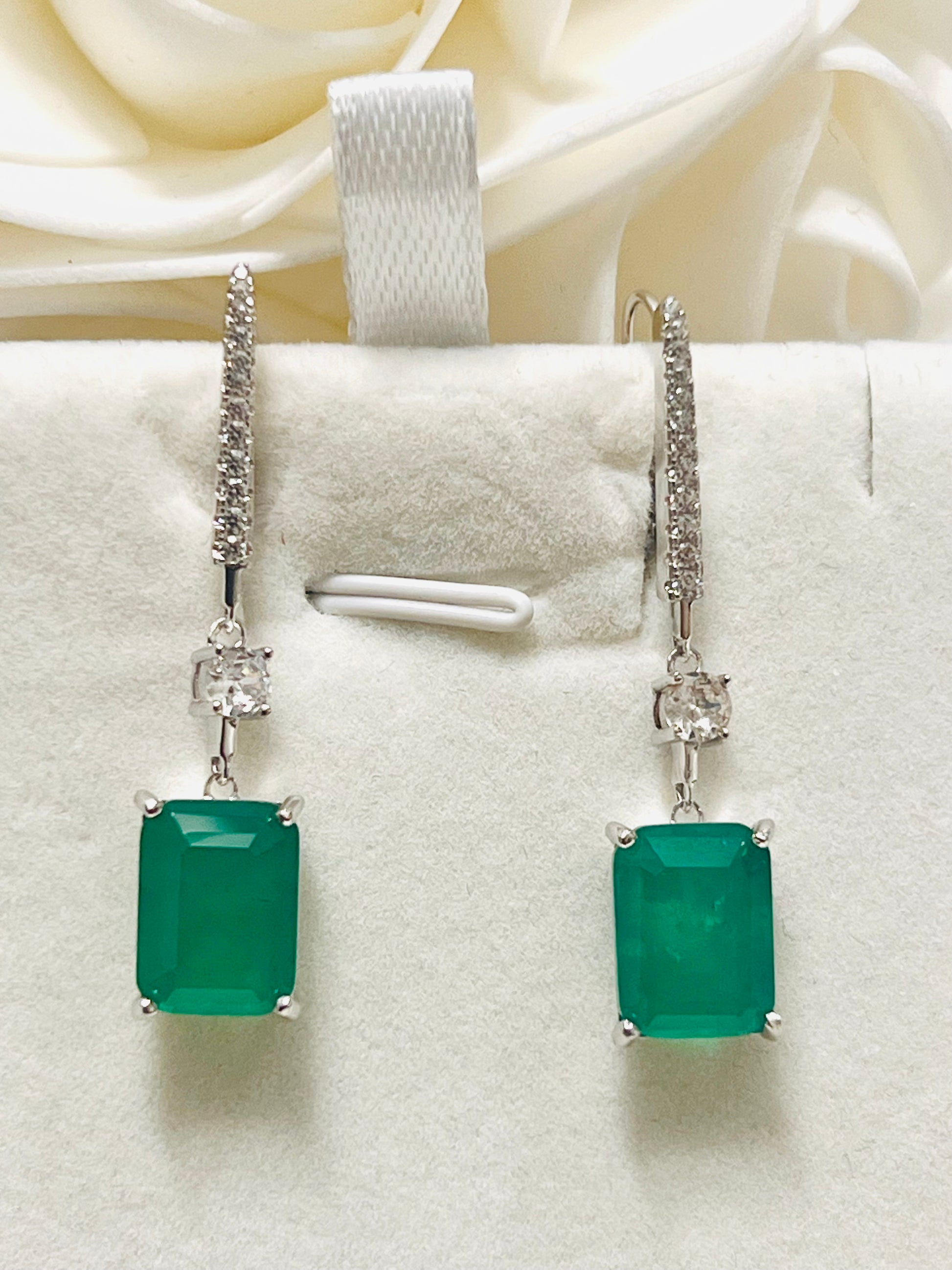 Handamde 8 carats Genuine Zambian Emerald Doublet Earrings