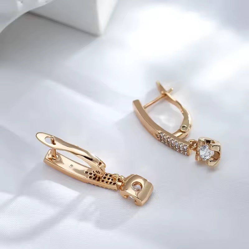 14K Rolled Gold White Shining Minimal Earrings