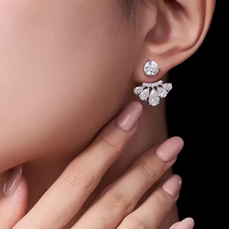 Stunning Solitaire Diamond (Moissanite) Jacket earrings