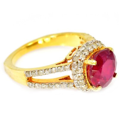 Genuine Burmese Ruby and natural diamonds ring