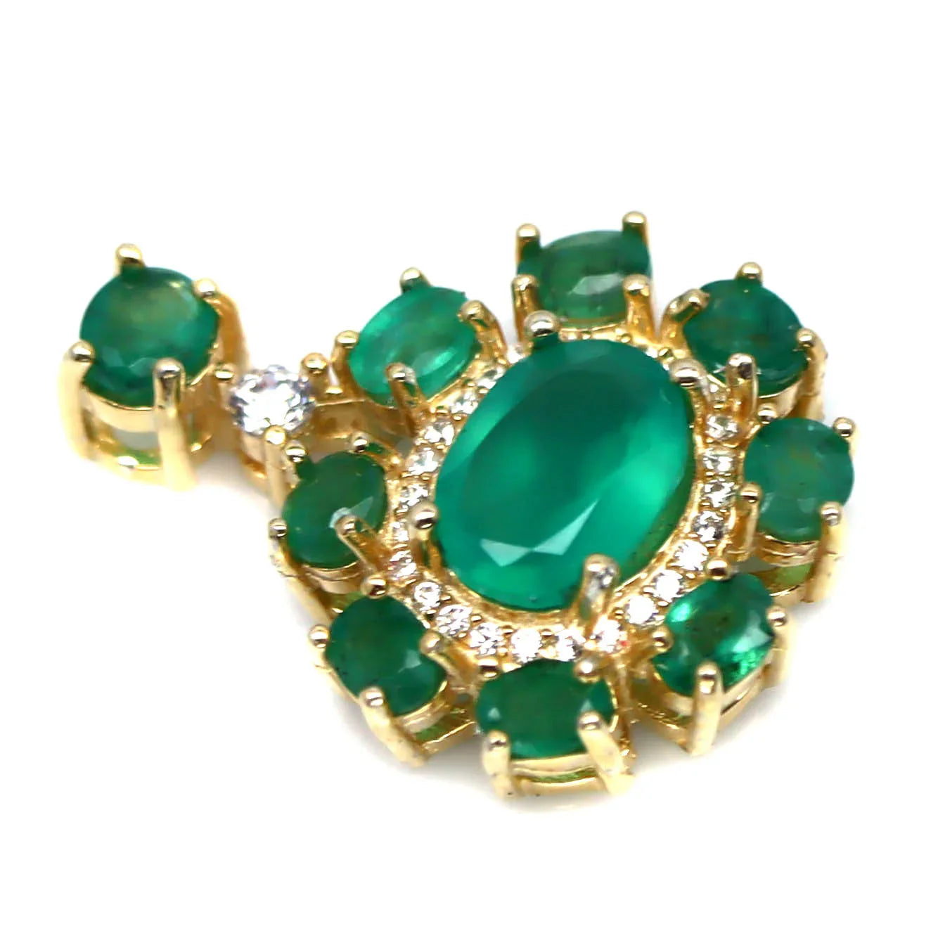 Natural Emerald Jewelry Set in 18K Gold Vermeil