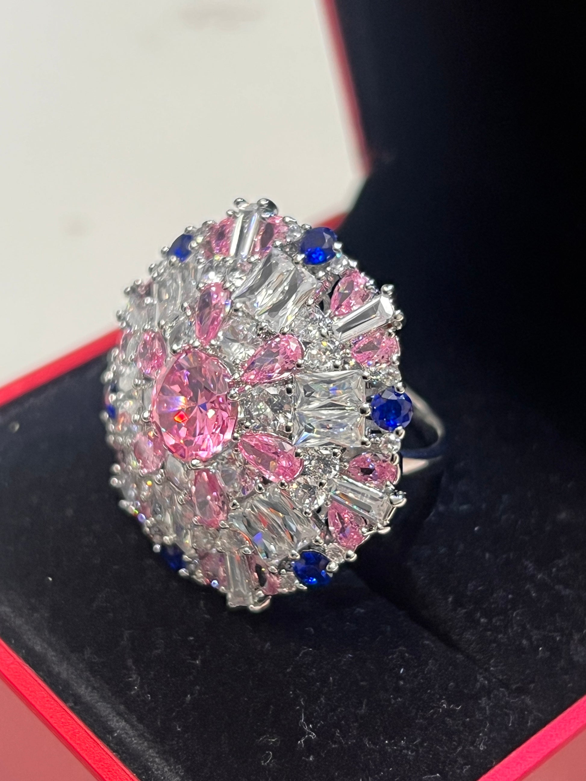 Stunning Created Sapphires Ring (adjustable)