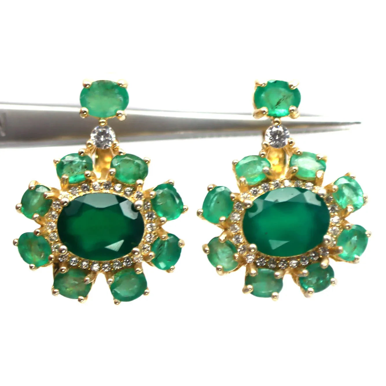 Natural Emerald Jewelry Set in 18K Gold Vermeil