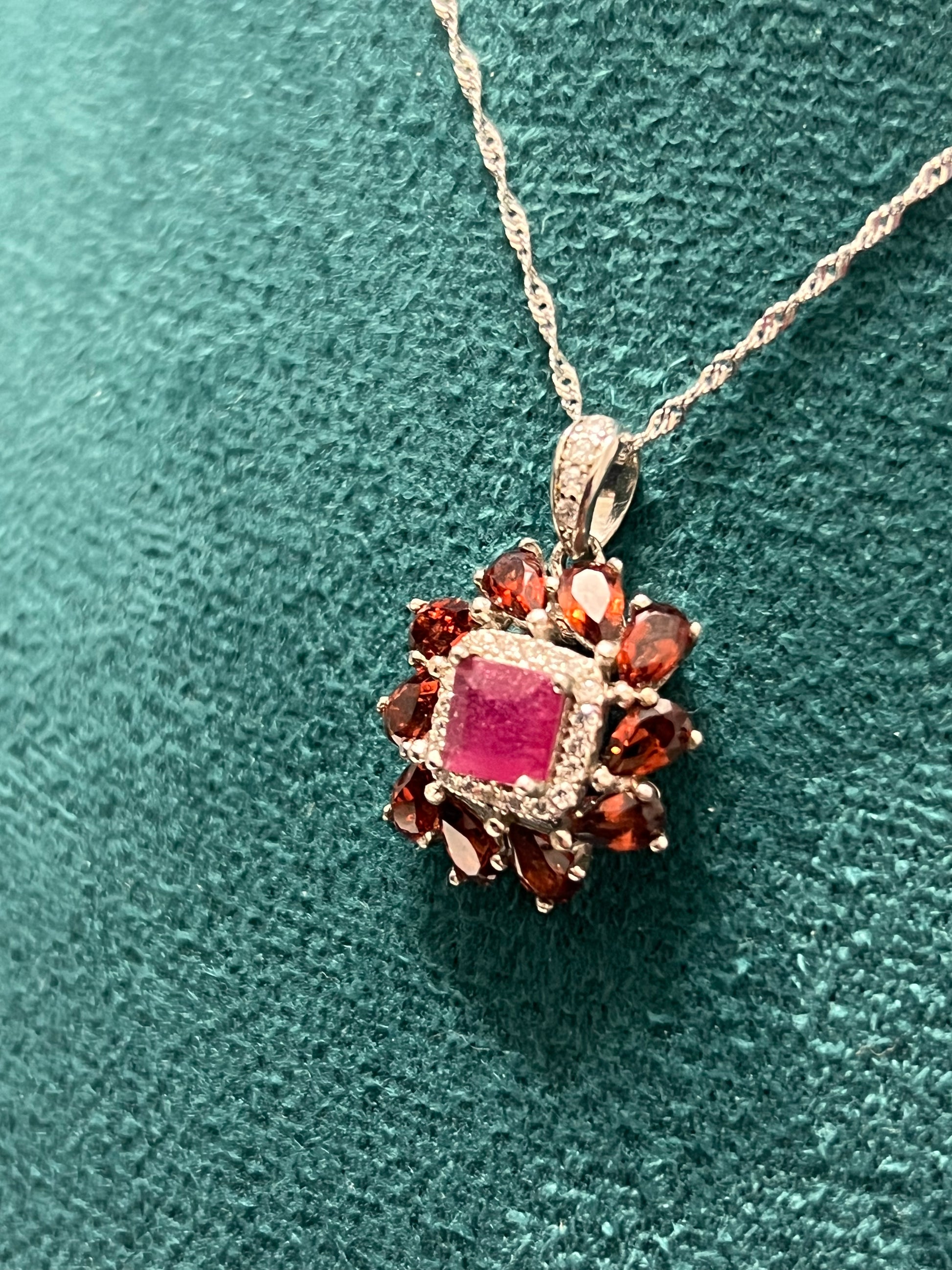 Handmade Genuine Ruby and Garnet Necklace