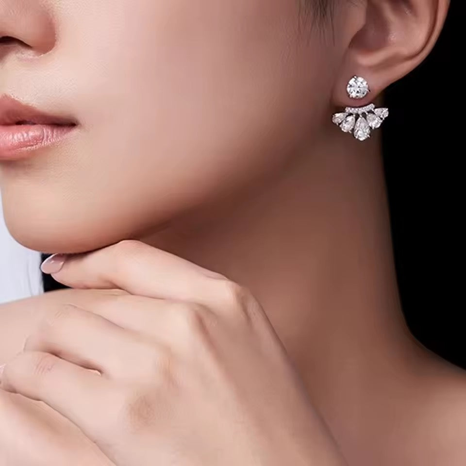 Stunning Solitaire Diamond (Moissanite) Jacket earrings