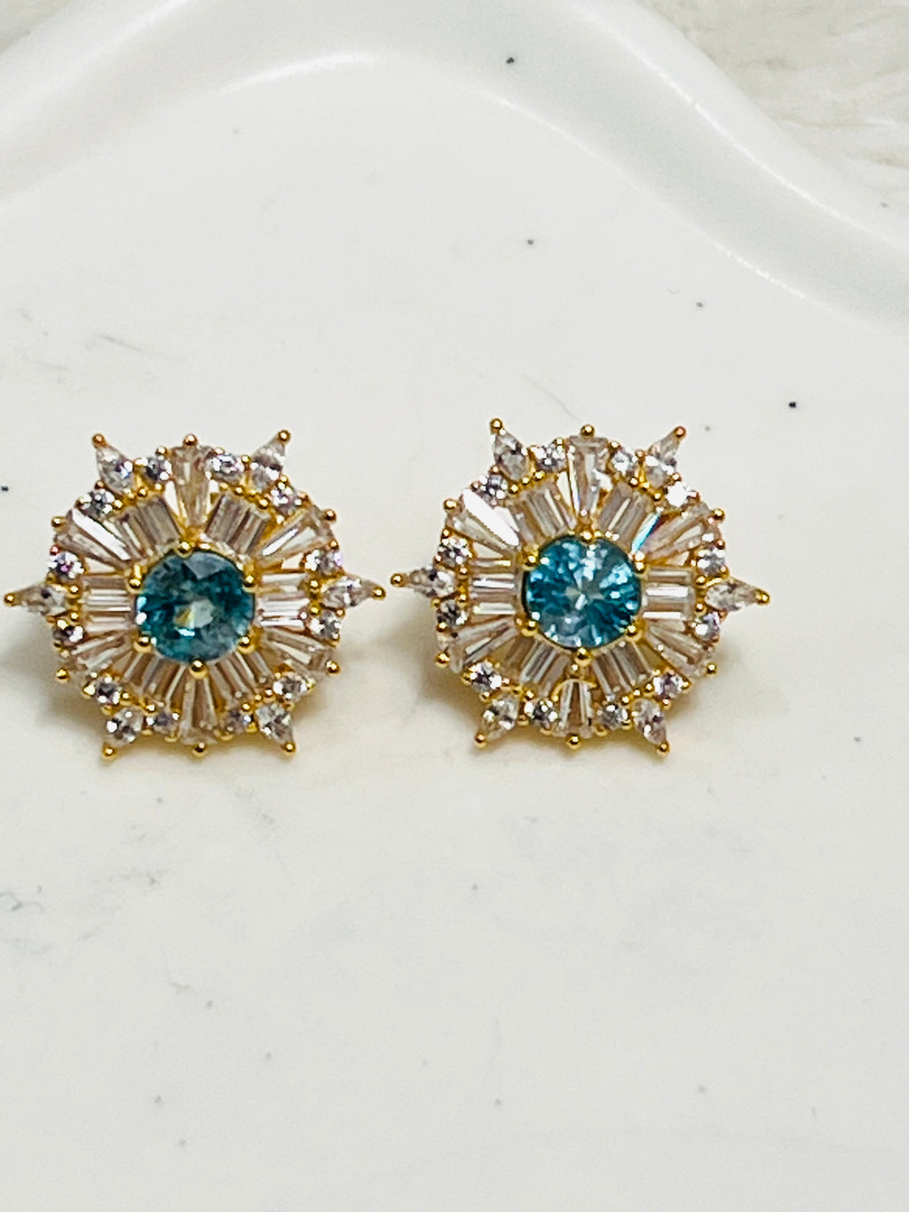 Handmade Blue Apatite and White Sapphires Earrings