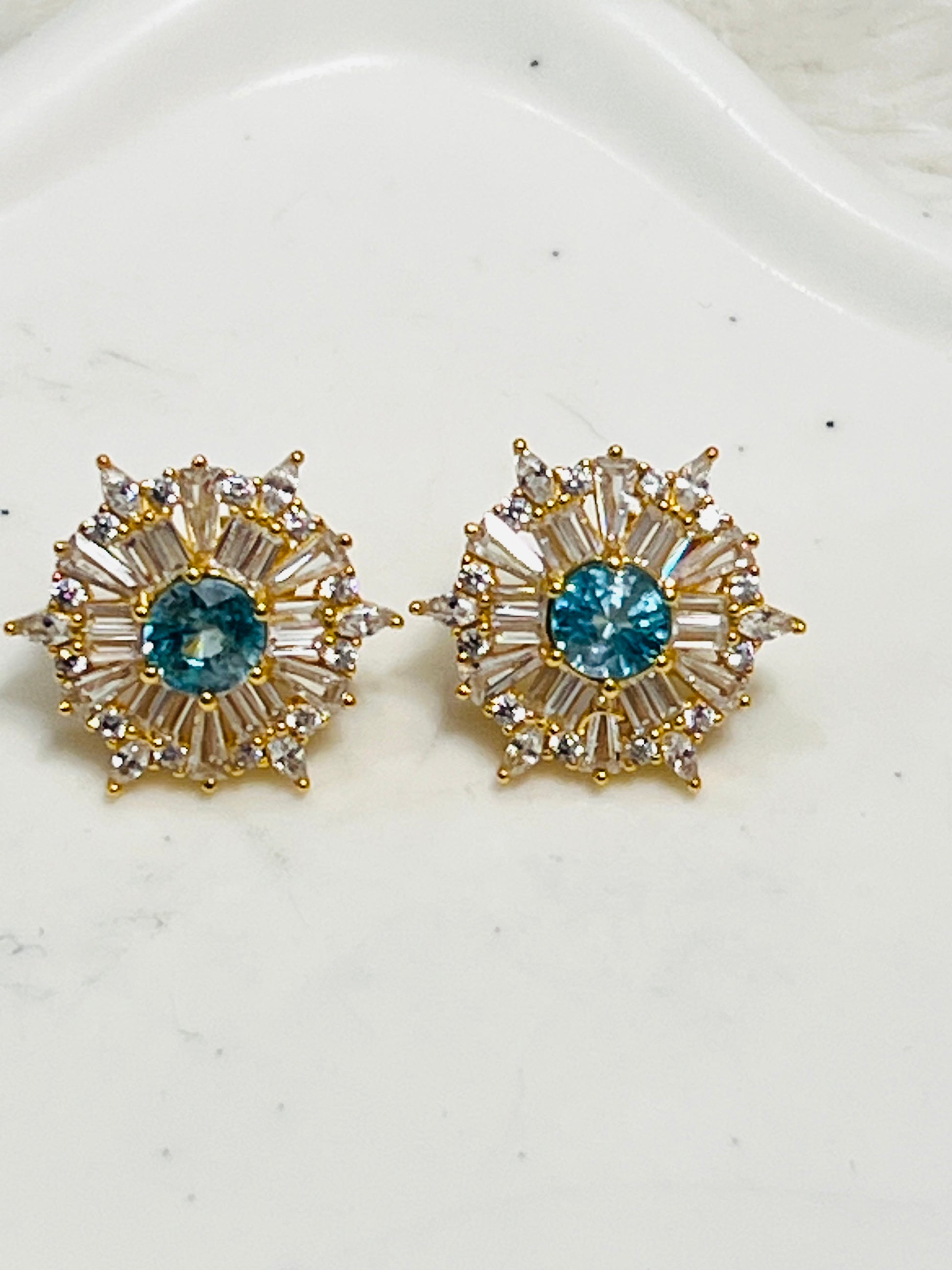 Handmade Blue Apatite and White Sapphires Earrings