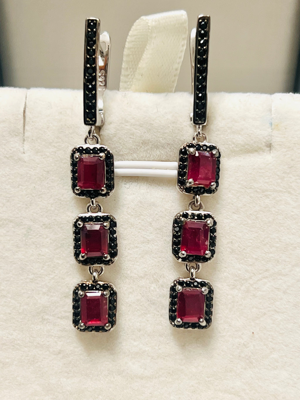 Handmade genuine Ruby Noir Drop Earrings
