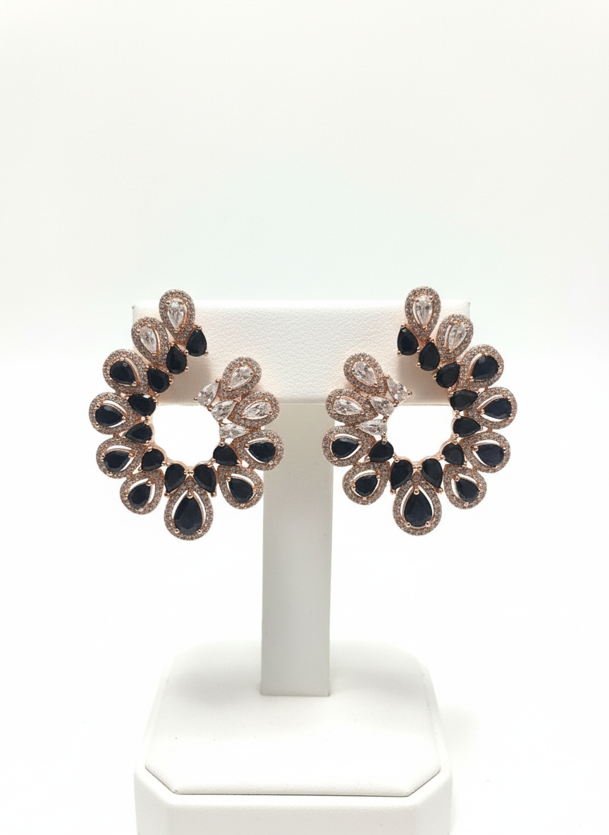 Handmade Natural Blue Sapphire Rose Gold Vermeil Hoop Earrings