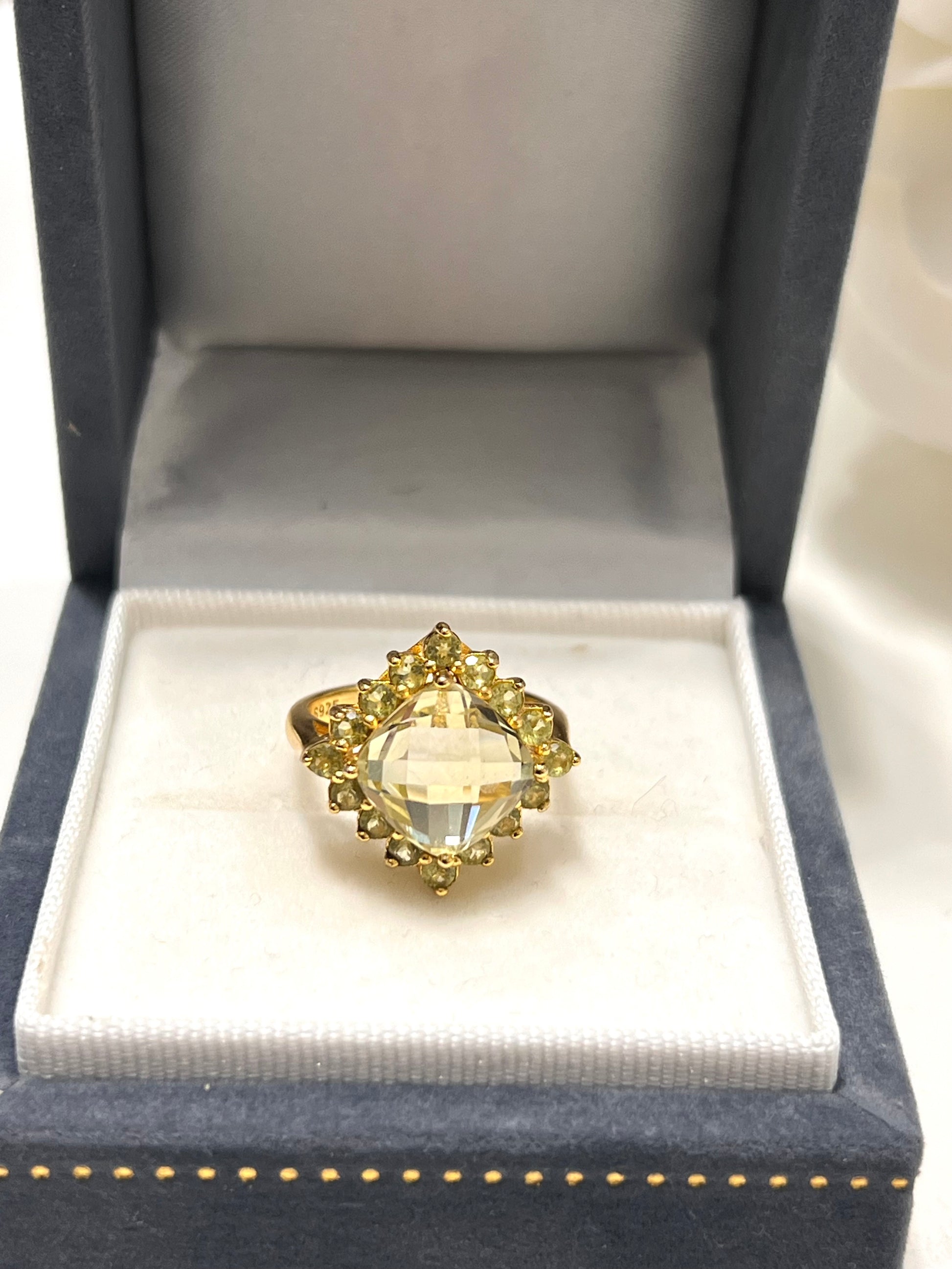 Genuine Green Amethyst and Peridot Ring- Artisan Made