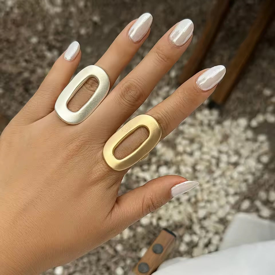 Geometric Gold Plated Adjustable Ring – Modern Brass Statement Index Finger Ring (PVD Coated)