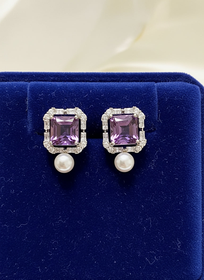 Handmade Natural Amethyst and Pearl “The Midnight” Set