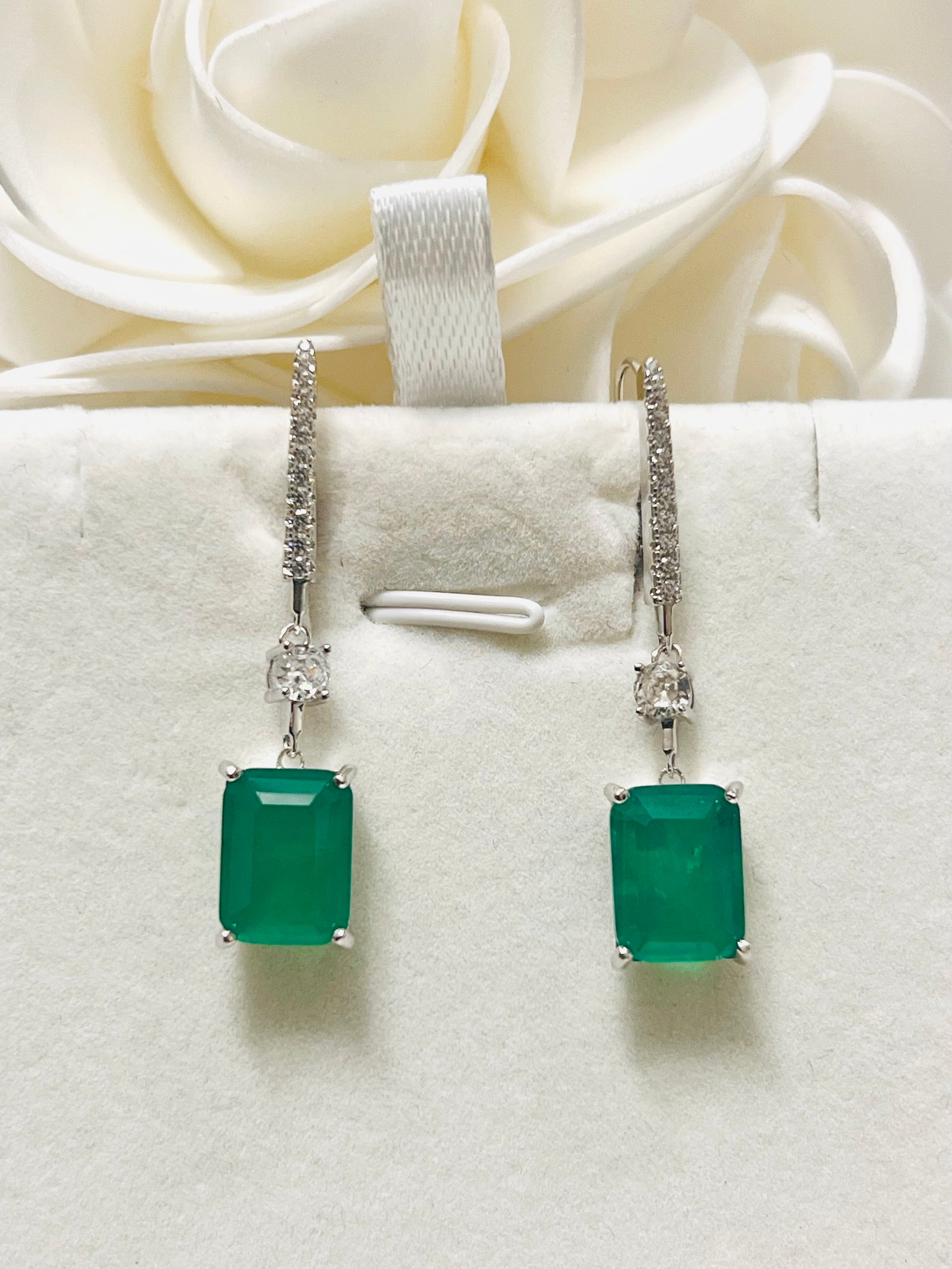 Handamde 8 carats Genuine Zambian Emerald Doublet Earrings