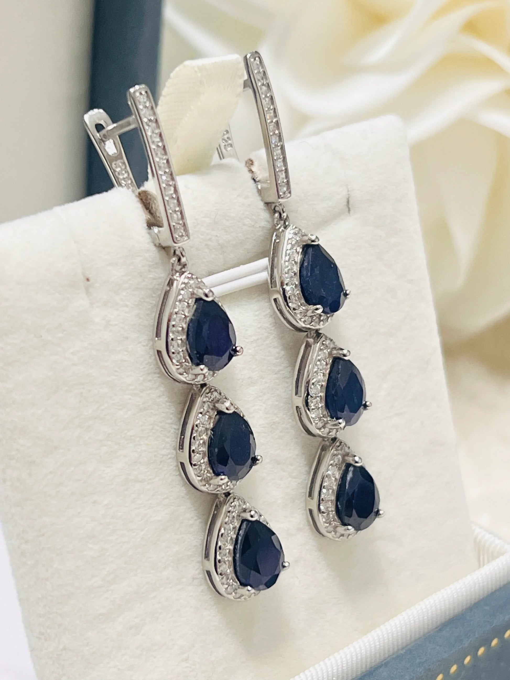 Handmade Natural Ceylon Sapphire Earrings