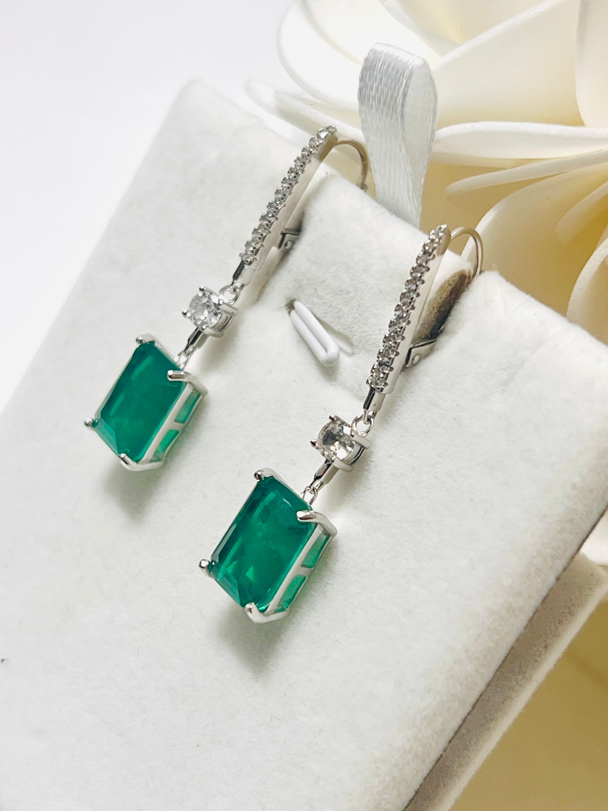 Handamde 8 carats Genuine Zambian Emerald Doublet Earrings