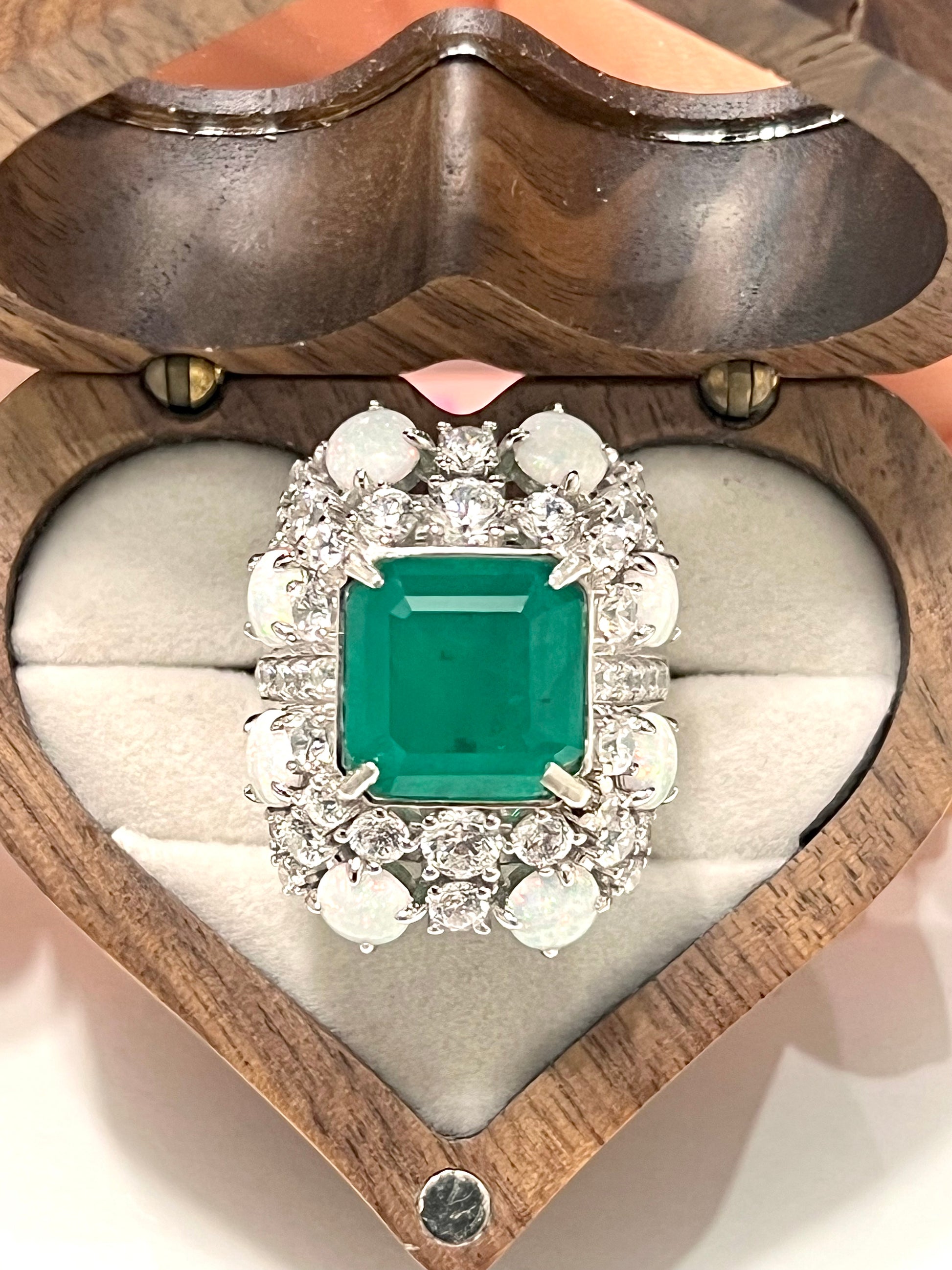 Handmade Stunning Emerald and Opal Ring