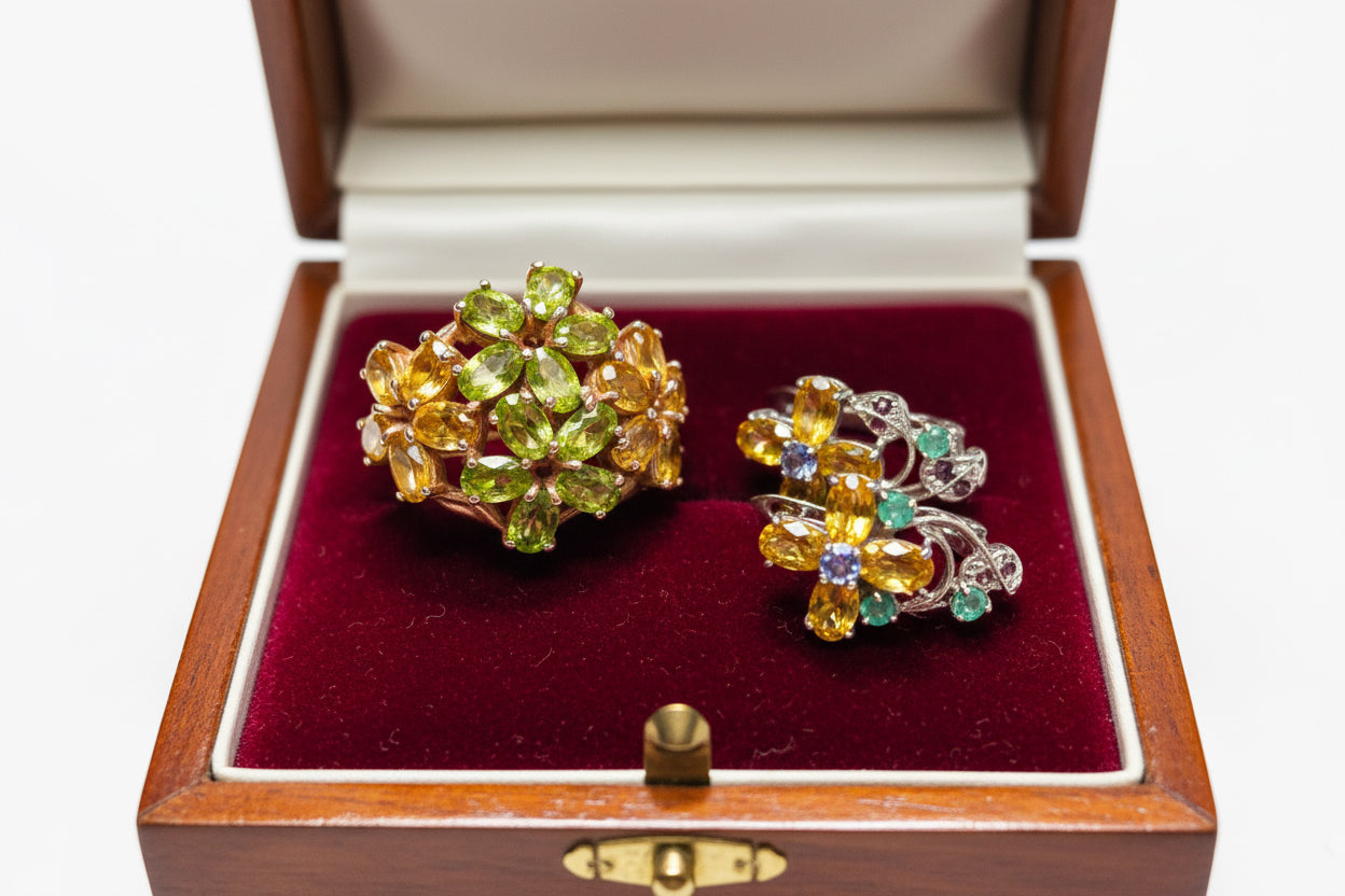 Handmade Genuine Citrine and Peridot Set