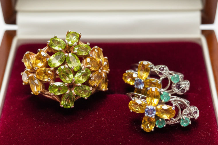 Handmade Genuine Citrine and Peridot Set