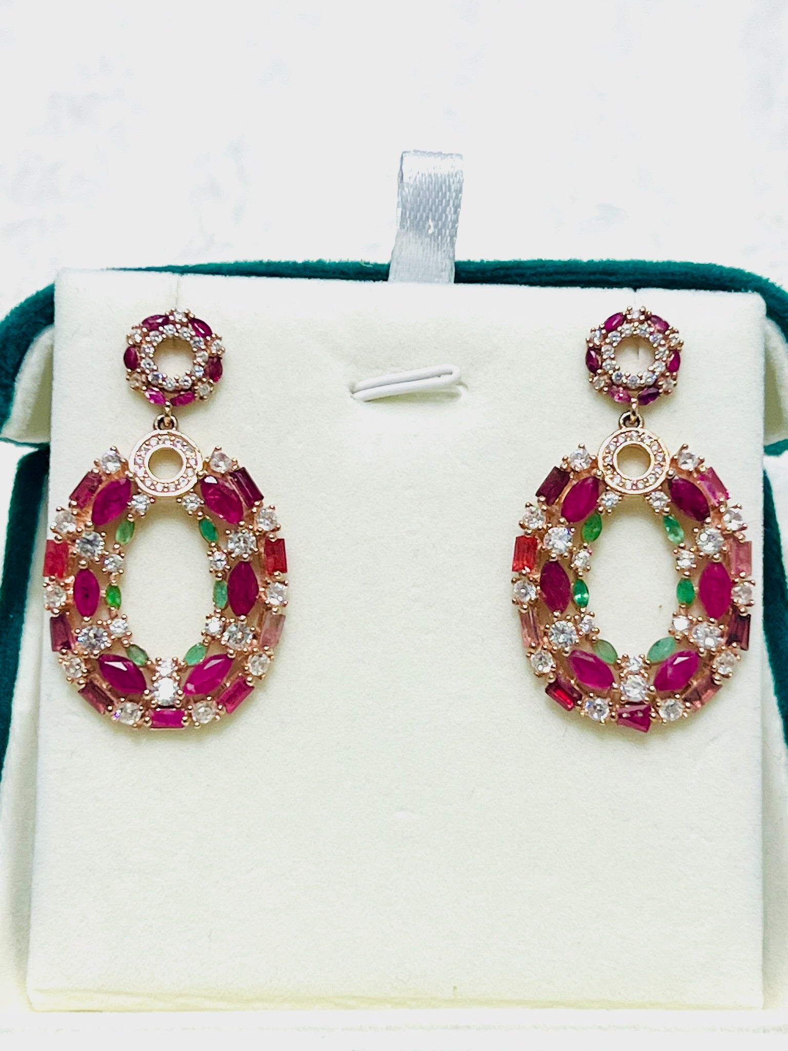 Handmade Exquisite Natural Emerald & Ruby Earrings – Italian Craftsmanship