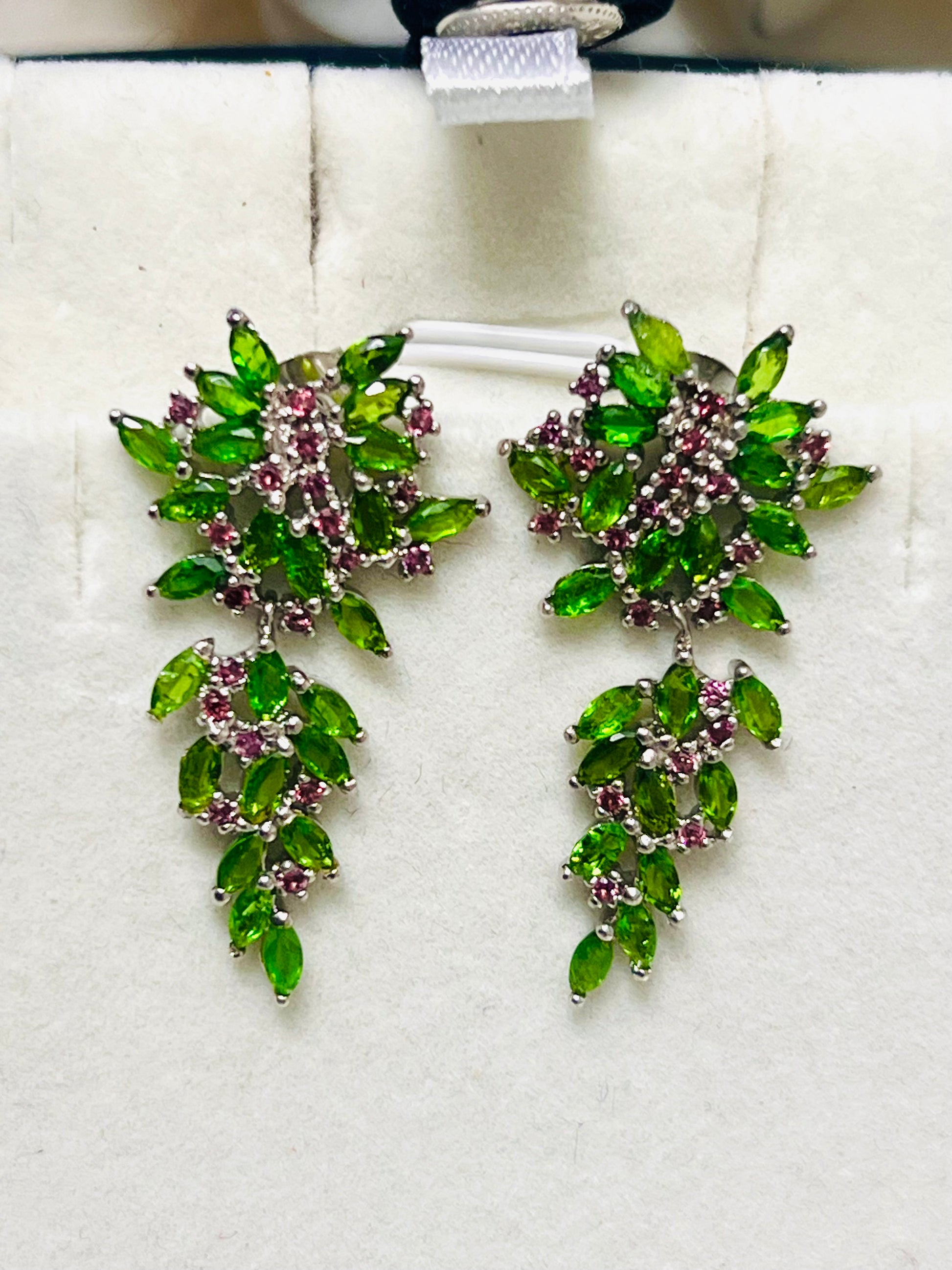 Handmade Lush Forest Earrings with Natural Diopside Accents
