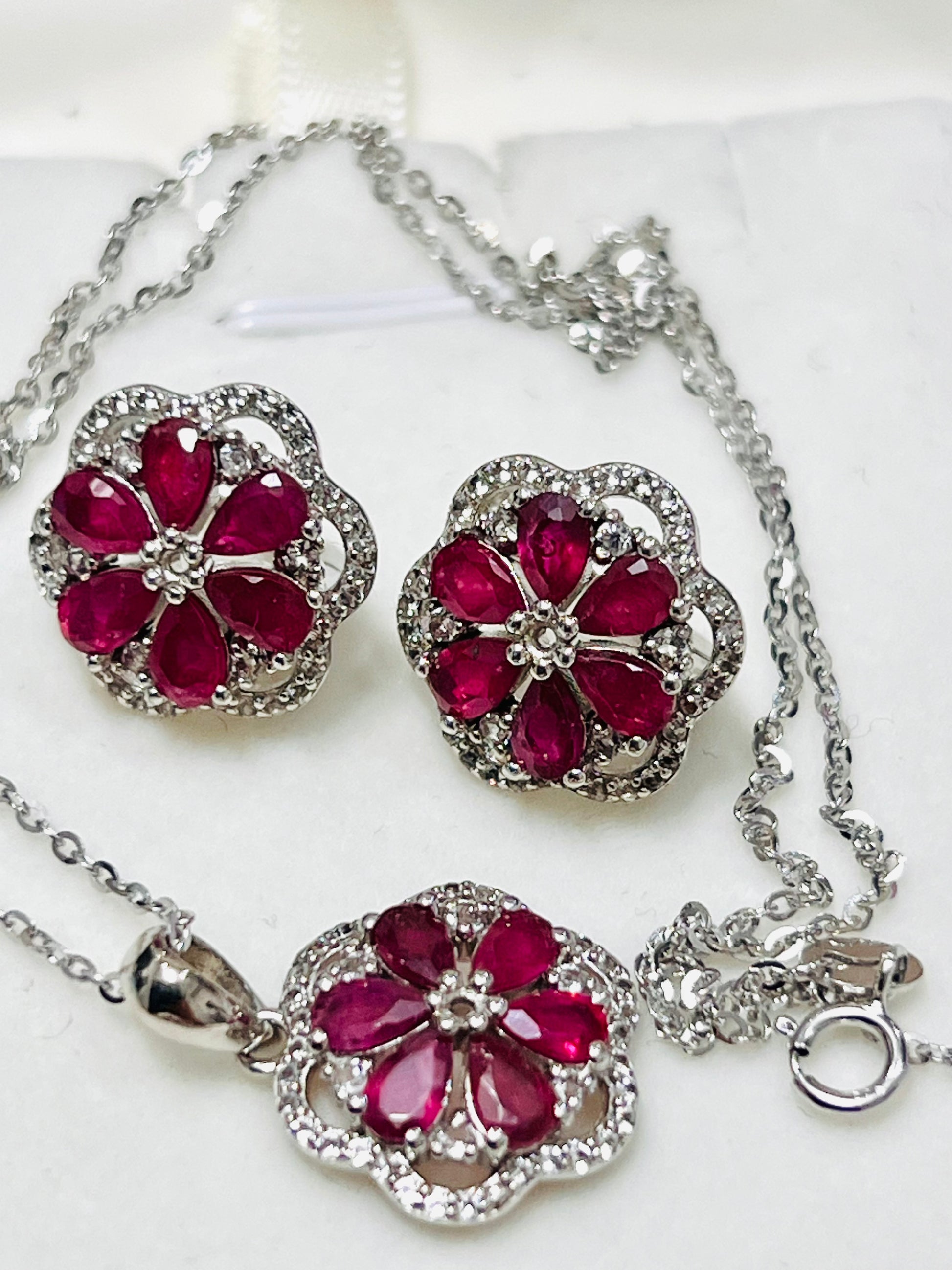 Handmade Natural Ruby Bloom- “The Neptune Set”