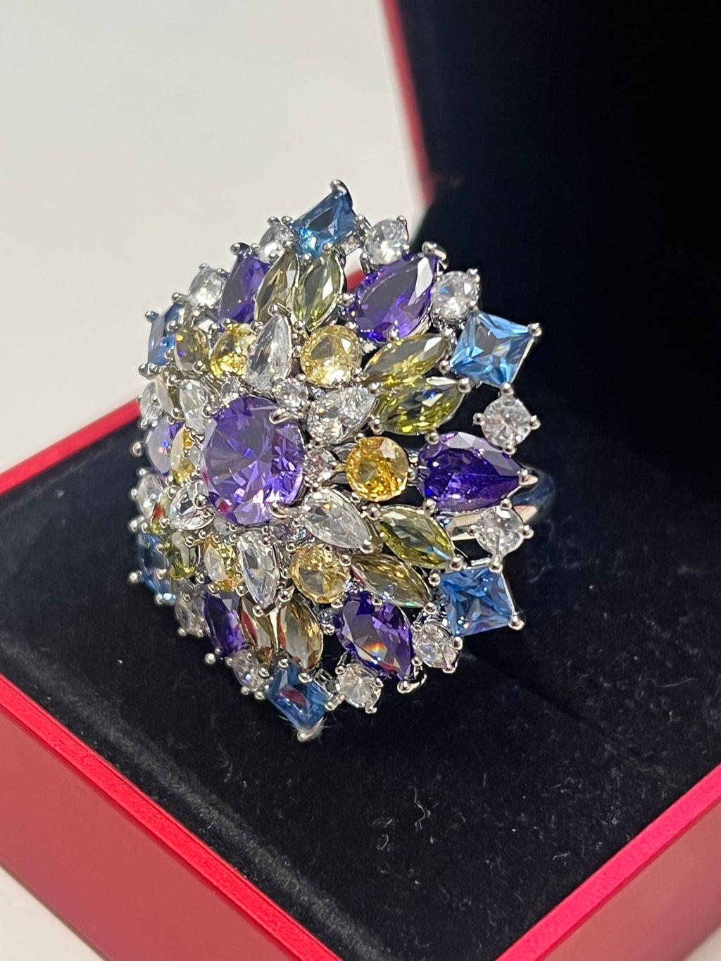 Stunning Created Sapphires Ring (adjustable)